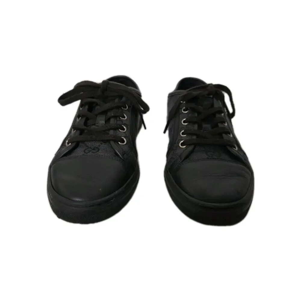 Authentic Gucci GG Supreme Canvas Sneakers Black Low Top EU 37